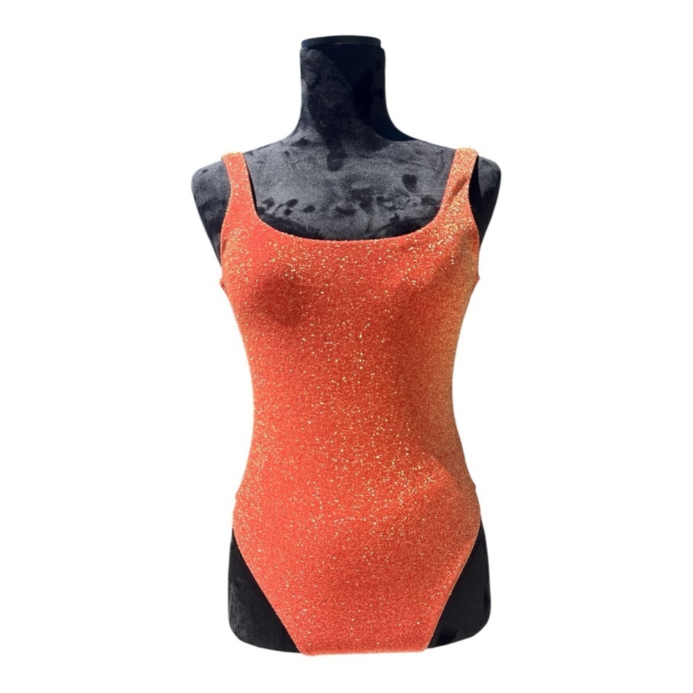 ❤️🔥”Showgirl” Era Orange/Red Sparkle One-Piece Swim/Bodysuit Size M Aerie❤️🔥 - Picture 5 of 14